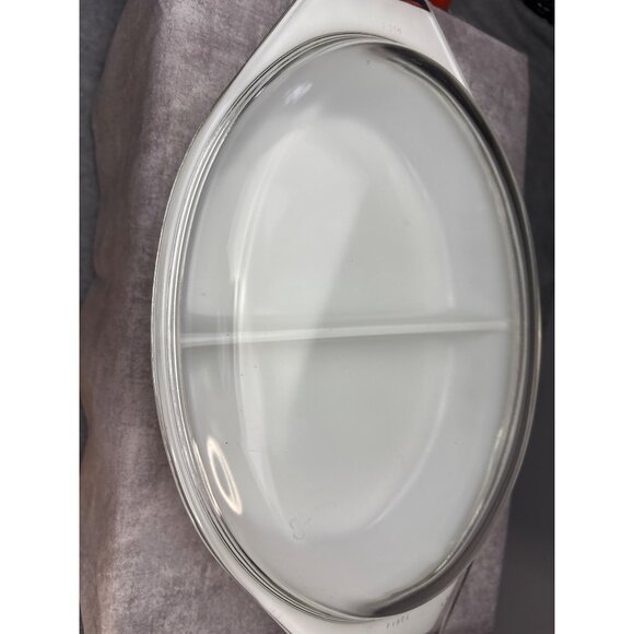 Pyrex 1.5 Qt Town & Country Divided Casserole Dish Snowflake & Starburst Pattern - Picture 3 of 13